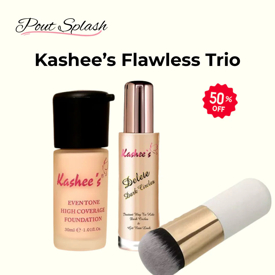 Kashee’s Flawless Trio – High-Coverage Foundation, Concealer & Pro Brush