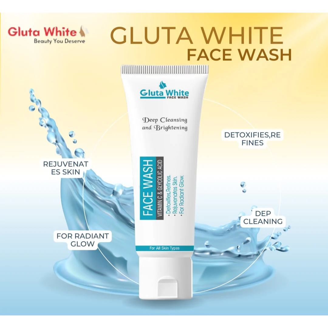🌸 Gluta White – 3 in 1 Skin Whitening Deal  (Face Wash + Whitening Serum + Night Cream)